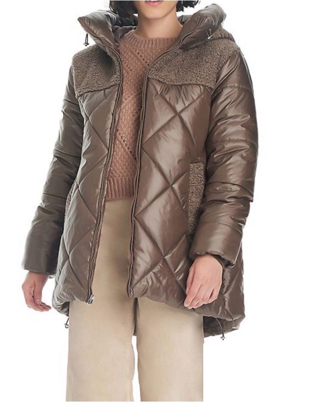 Ugg Koolaburra Quilted Hooded Puffer Coat in Brown